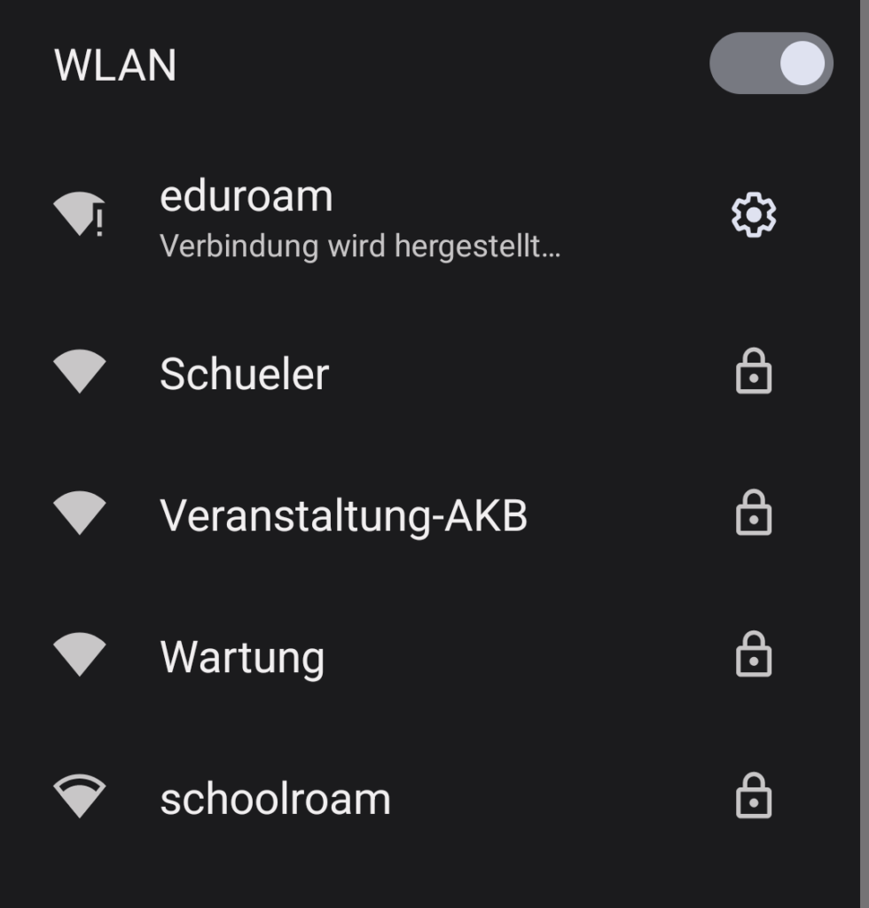 schoolroam als SSID in der Schule